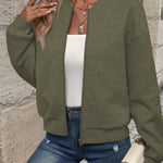 Textured Zip Up Long Sleeve Jacket - All Mine Now Clothing