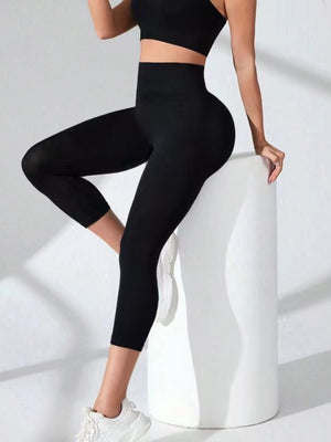 High Waist Cropped Active Leggings - All Mine Now Clothing