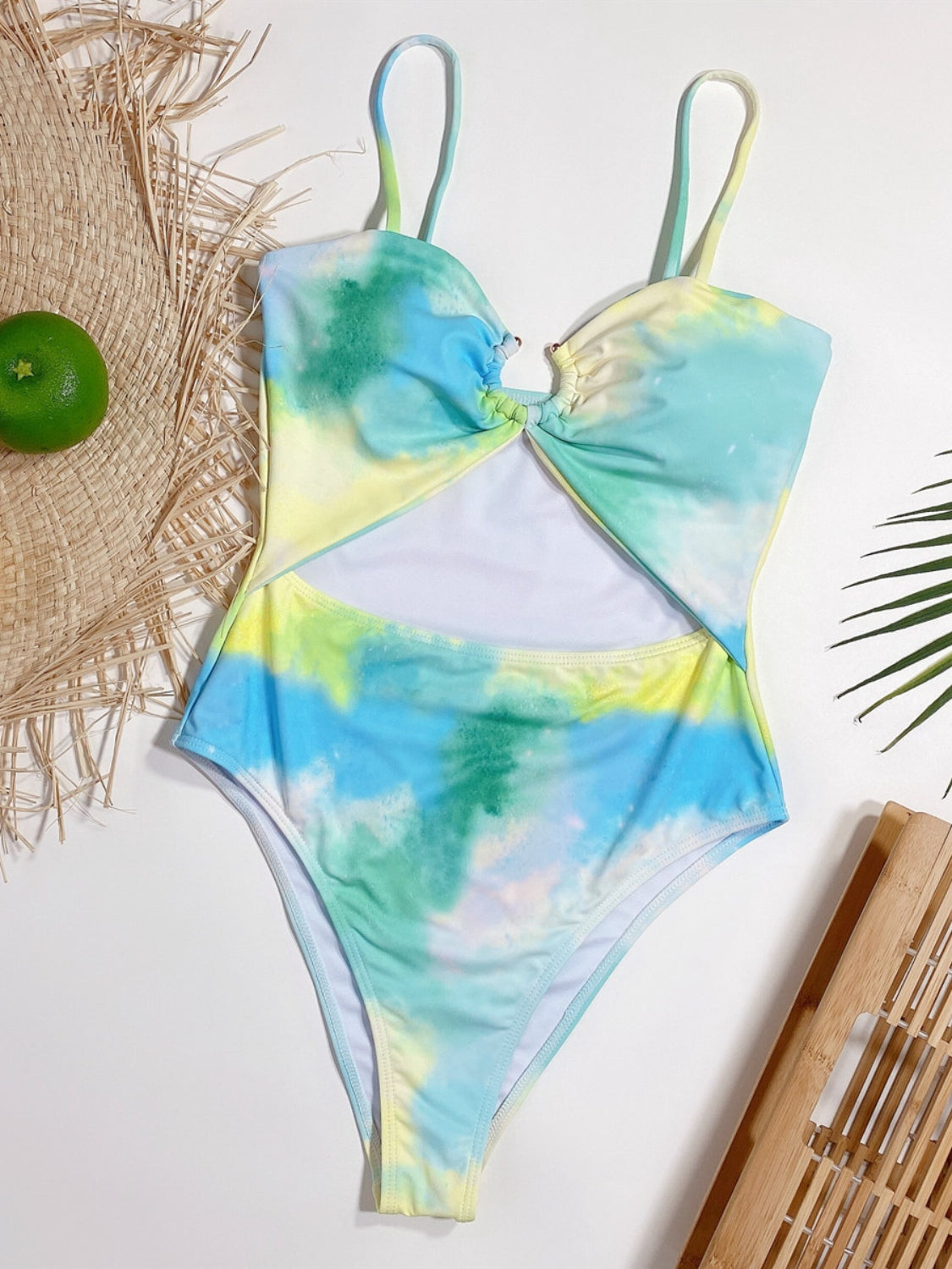 Cutout Tie-Dye Spaghetti Strap One-Piece Swimwear - All Mine Now Clothing