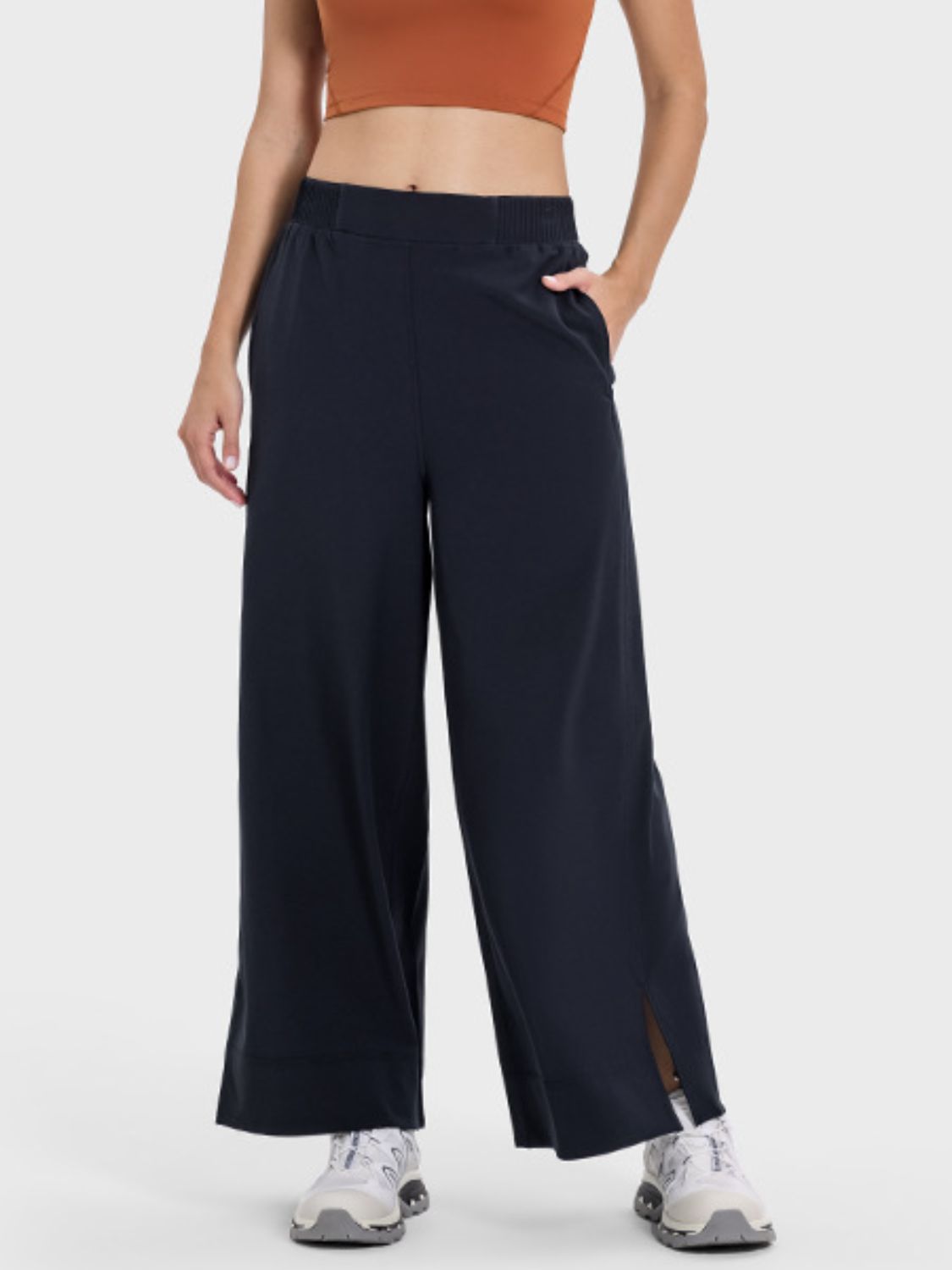 Millennia Slit Wide Leg Active Pants - All Mine Now Clothing