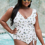 Marina West Swim Float On Ruffle Faux Wrap One-Piece in Daisy Cream - All Mine Now Clothing