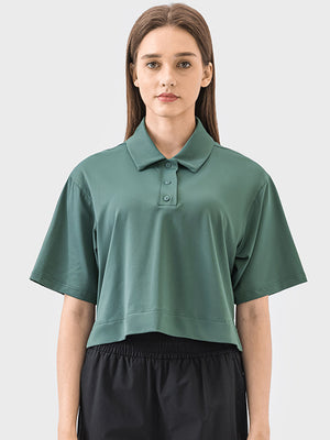 Millennia Half Button Short Sleeve Active T-Shirt - All Mine Now Clothing