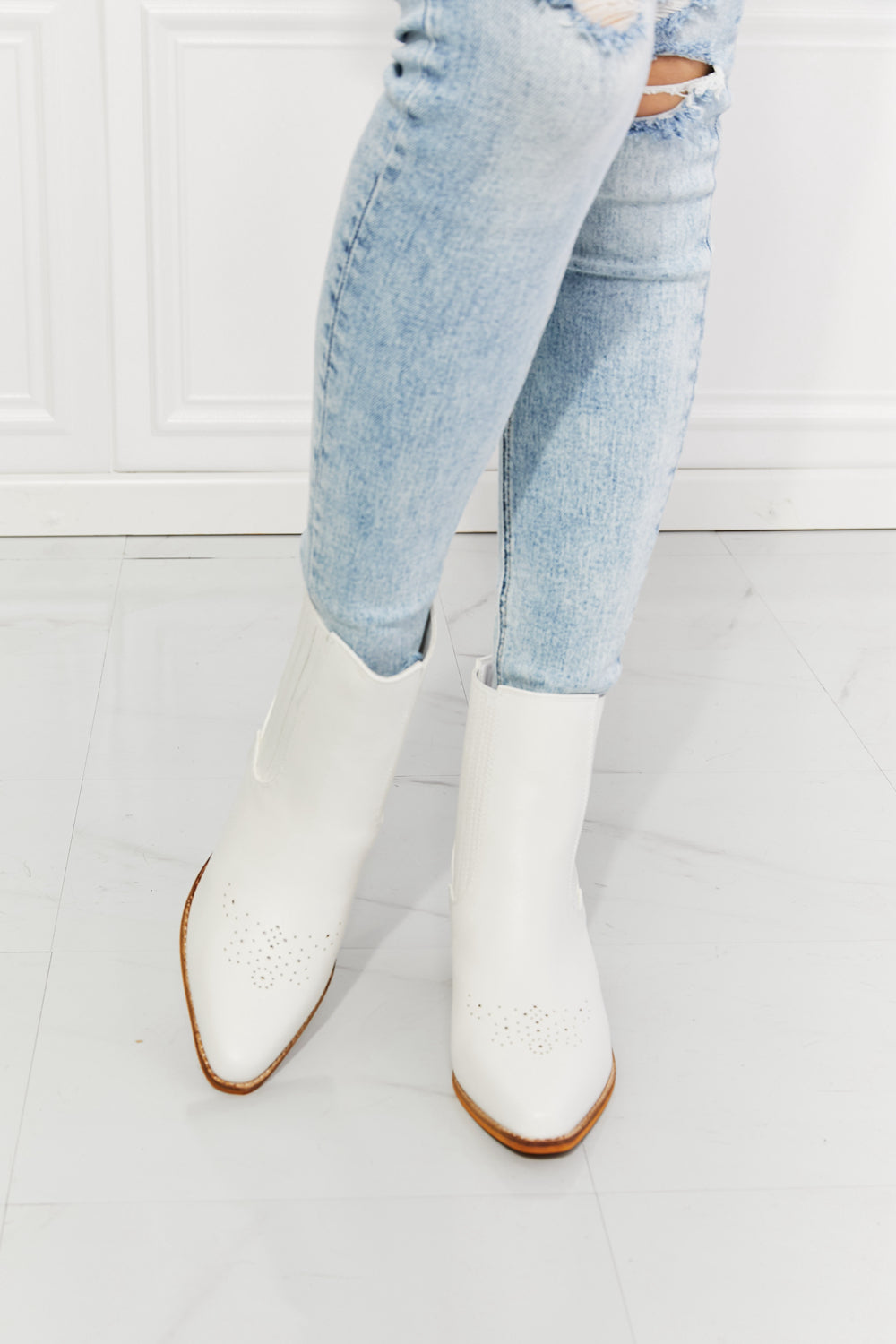 MMShoes Love the Journey Stacked Heel Chelsea Boot in White - All Mine Now Clothing