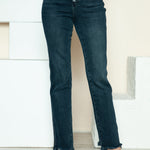 Judy Blue Full Size Button Fly Hem Destroy Straight Jeans Trendsi