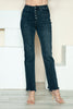 Judy Blue Full Size Button Fly Hem Destroy Straight Jeans Trendsi