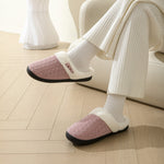 Horn Buckle Furry Texture Flat Slippers - All Mine Now Clothing