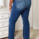 Judy Blue Full Size Mid Rise Hand Sand & Destroy Bootcut Jeans Trendsi