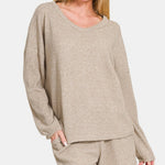 Zenana V-Neck Long Sleeve Ribbed Top and Shorts Set - All Mine Now Clothing