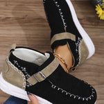 Contrast Round Toe Buckle Sneakers - All Mine Now Clothing