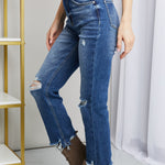 RISEN Frayed Hem Distressed Cropped Jeans - All Mine Now Clothing