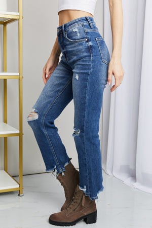 RISEN Frayed Hem Distressed Cropped Jeans - All Mine Now Clothing