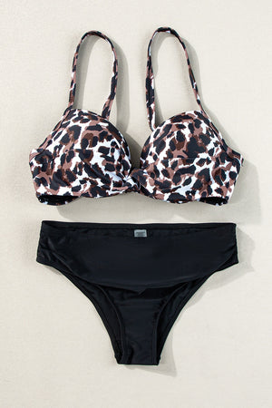 Leopard Sweetheart Neck Bikini Set - All Mine Now Clothing