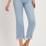 RISEN Full Size High Rise Raw Edge Crop Jeans Trendsi