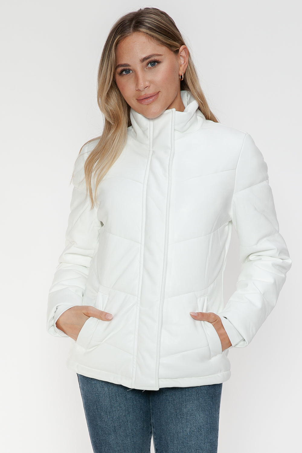 Snobbish Pocketed Zip Up Turtleneck Puffer Jacket - All Mine Now Clothing