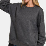 Zenana High-Low Acid Wash Fleece Sweatshirt - All Mine Now Clothing