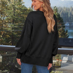 Slit Round Neck Long Sleeve Sweatshirt - All Mine Now Clothing