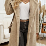 Devine Pocketed Long Sleeve Hooded Teddy Coat - All Mine Now Clothing