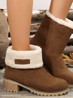 Thermal Fuzzy Block Heel Boots - All Mine Now Clothing