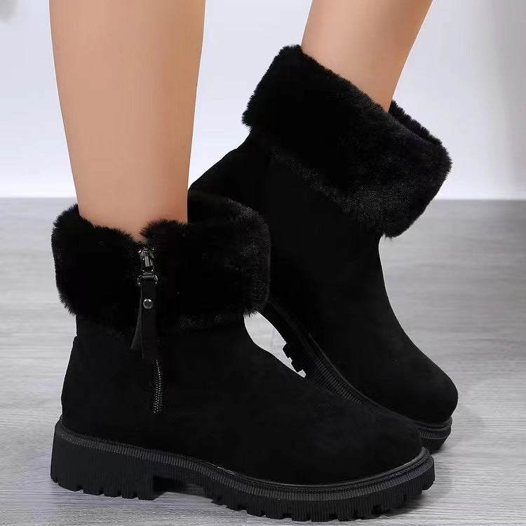 Suede Faux Fur Boots with Side Zipper - All Mine Now Clothing