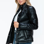 Snobbish Pocketed Zip Up Turtleneck Puffer Jacket - All Mine Now Clothing