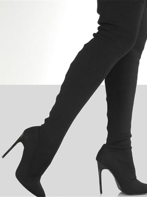 Point Toe Over Knee Stiletto Boots - All Mine Now Clothing