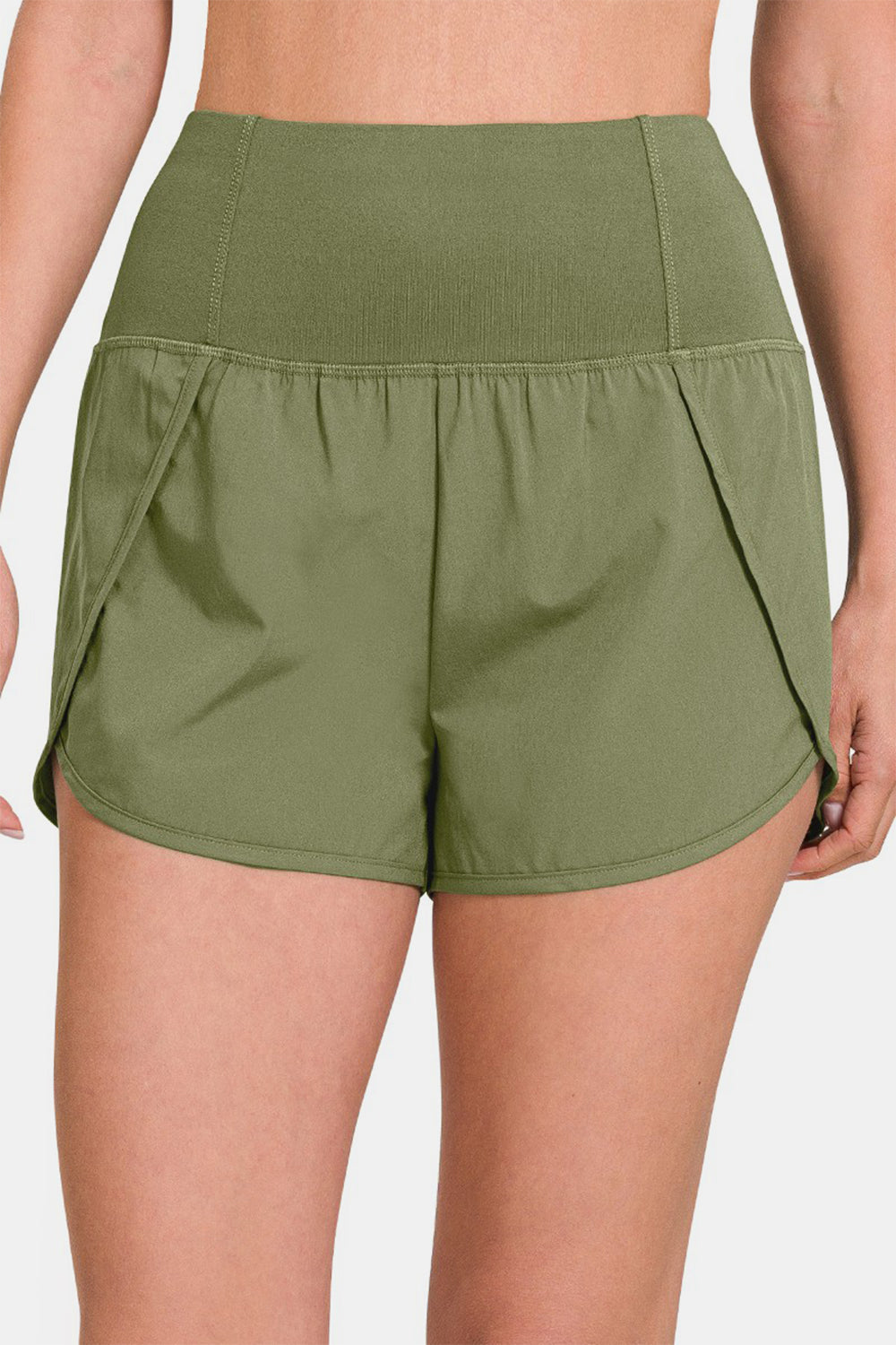 Zenana High-Waisted Zippered Back Pocket Active Shorts - All Mine Now Clothing