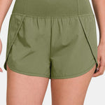 Zenana High-Waisted Zippered Back Pocket Active Shorts - All Mine Now Clothing