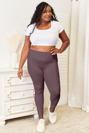 Double Take Wide Waistband Sports Leggings - All Mine Now Clothing