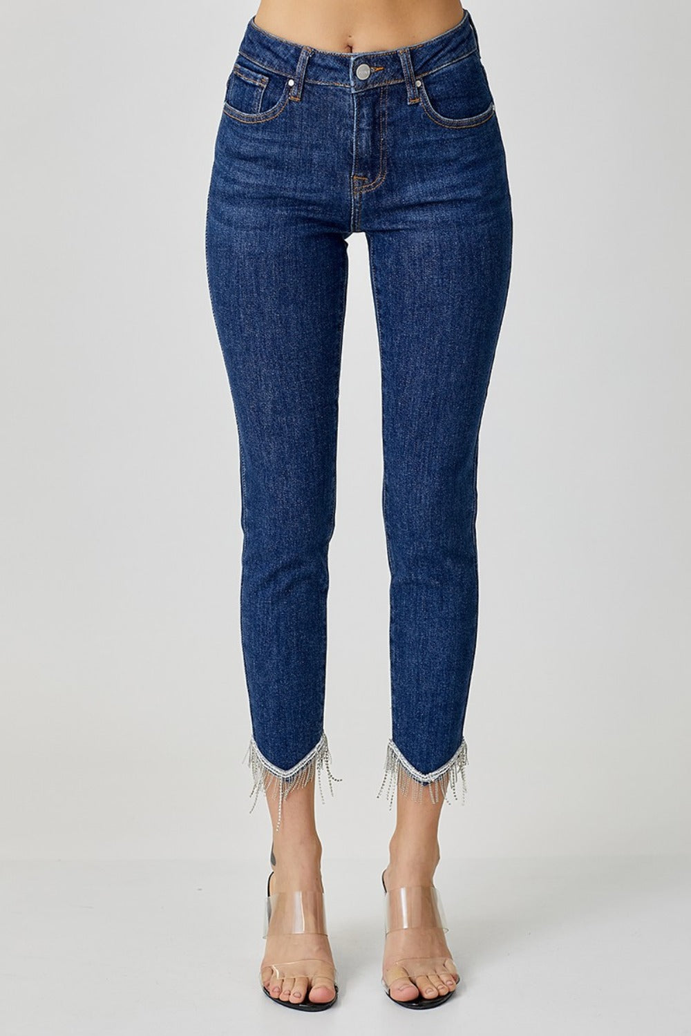 RISEN Full Size Embellished Mid Rise Crop Skinny Jeans - All Mine Now Clothing