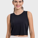 Millennia Drawstring Cutout Round Neck Active Tank - All Mine Now Clothing