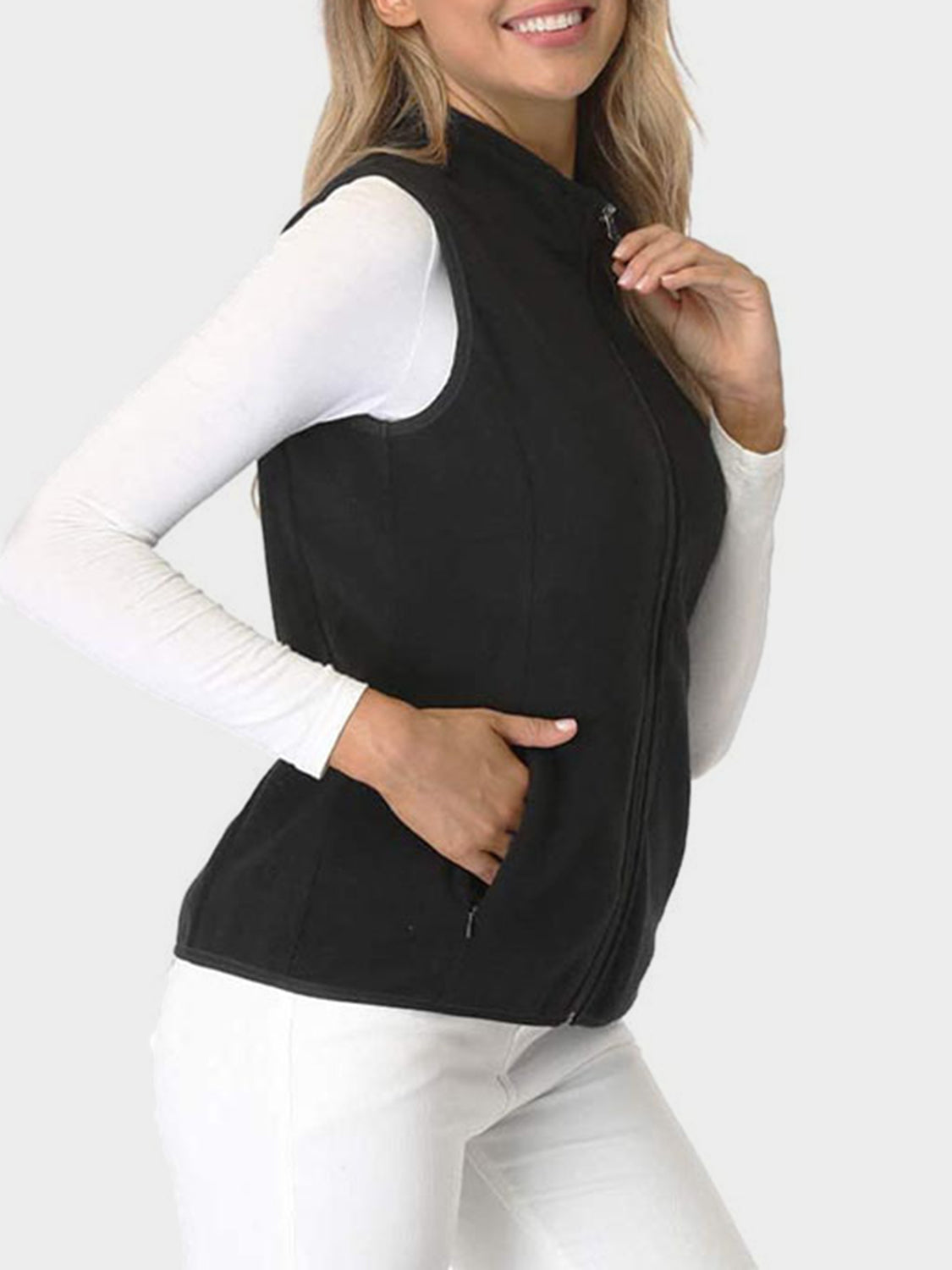 Zip Up Turtleneck Vest with Pockets - All Mine Now Clothing