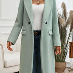 Devine Pocketed Collared Neck Long Sleeve Coat - All Mine Now Clothing