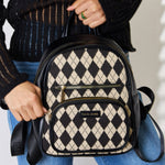 David Jones Argyle Pattern PU Leather Backpack - All Mine Now Clothing