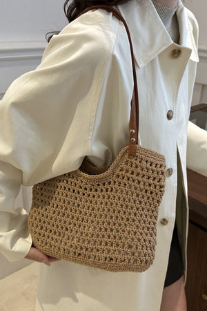 Openwork Woven Tote Bag - All Mine Now Clothing