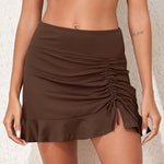 Ruched Elastic Waist Swim Skirt - All Mine Now Clothing