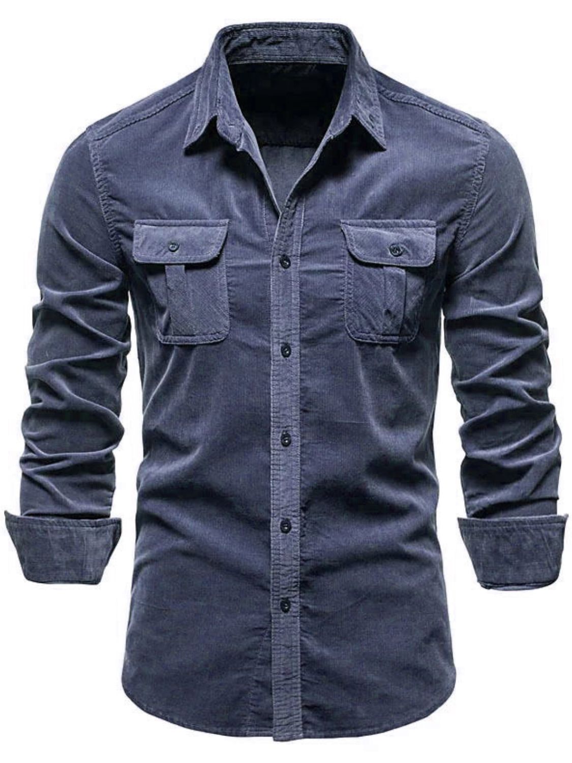 Men's Plus Size Collared Button Down Shirt with Pockets