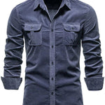 Men's Plus Size Collared Button Down Shirt with Pockets