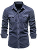 Men's Plus Size Collared Button Down Shirt with Pockets