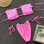 Frill Trim Ruched Bikini Set - All Mine Now Clothing