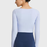 Millennia Cutout Long Sleeve Cropped Sports Top - All Mine Now Clothing