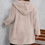 Plus Size Open Front Long Sleeve Hooded Fuzzy Jacket - All Mine Now Clothing