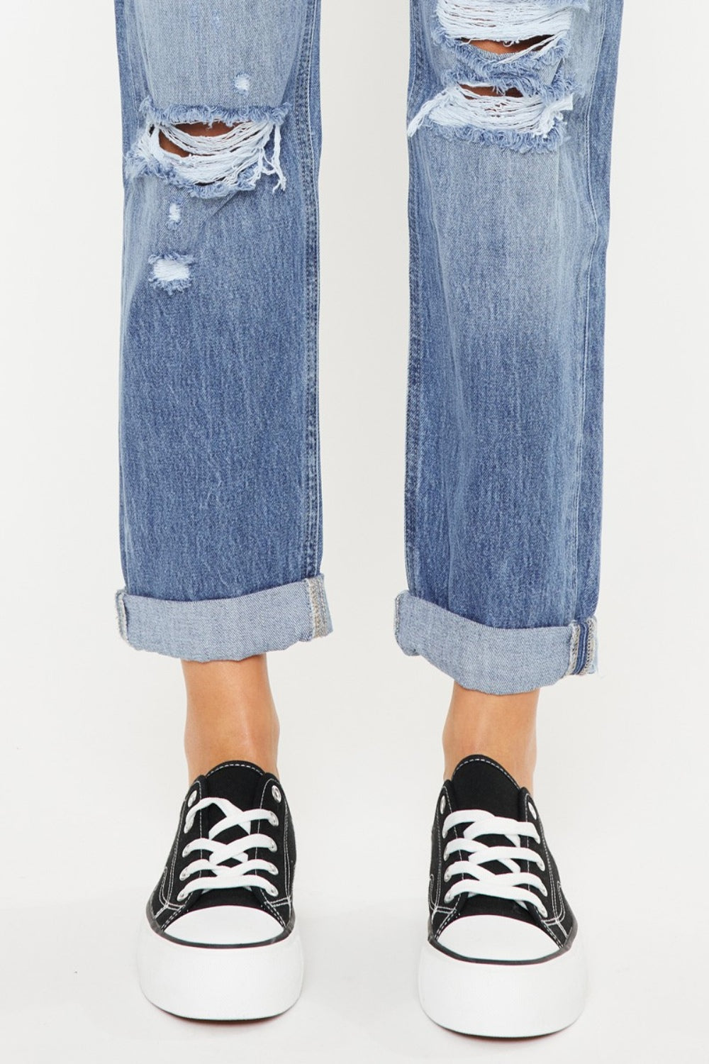 Kancan Mid Rise Distressed Straight Jeans - All Mine Now Clothing