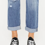 Kancan Mid Rise Distressed Straight Jeans - All Mine Now Clothing