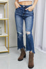 RISEN Frayed Hem Distressed Cropped Jeans - All Mine Now Clothing