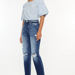 Kancan High Rise Distressed Slim Straight Jeans - All Mine Now Clothing