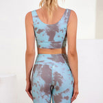 Tie-Dye V-Neck Sports Bra and Biker Shorts Set - All Mine Now Clothing