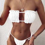 Frill Trim Ruched Bikini Set - All Mine Now Clothing