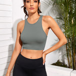 Cropped Round Neck Sports Tank Top - All Mine Now Clothing