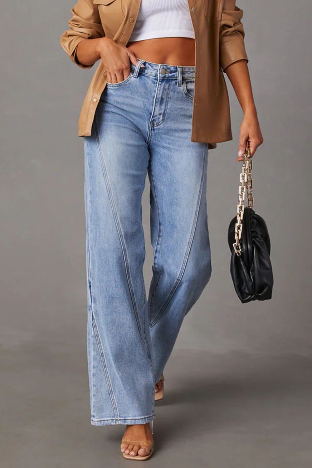 High Waist Straight Jeans with Pockets - All Mine Now Clothing