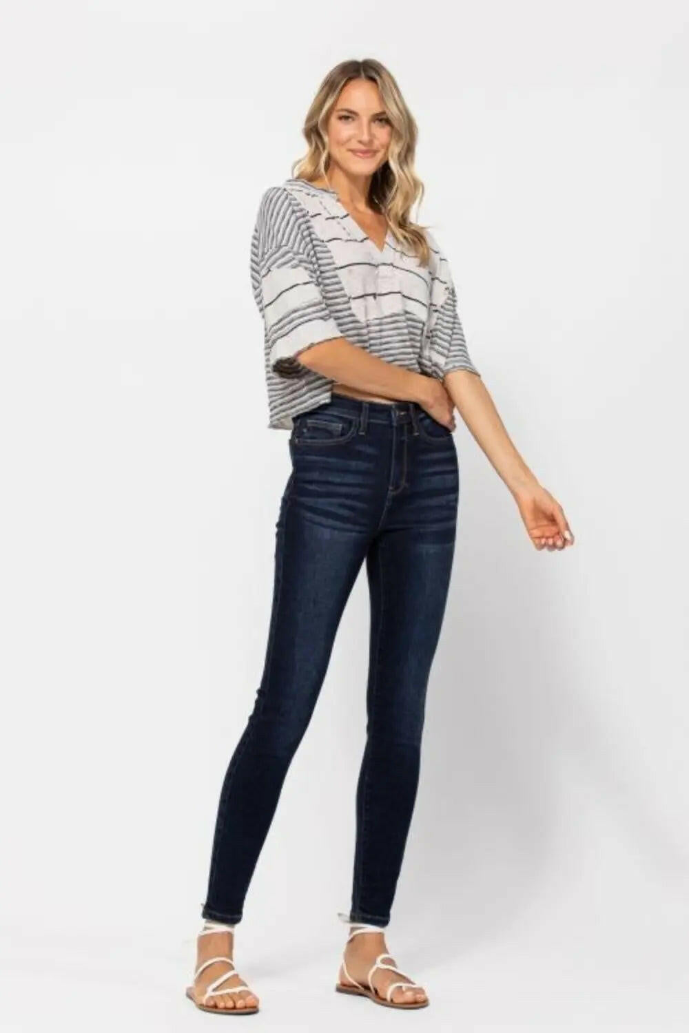 Judy Blue Full Size High Waist Handsand Skinny Jeans Trendsi